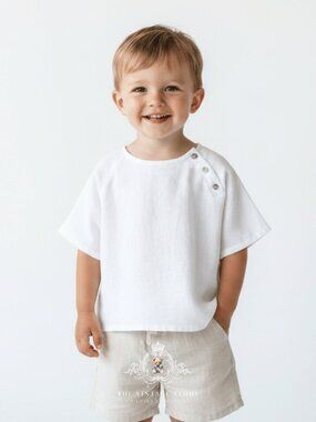 NWT Cute Boys Short Sleeve Shirt Kids Tops Casual Spring & Summer White 2T
